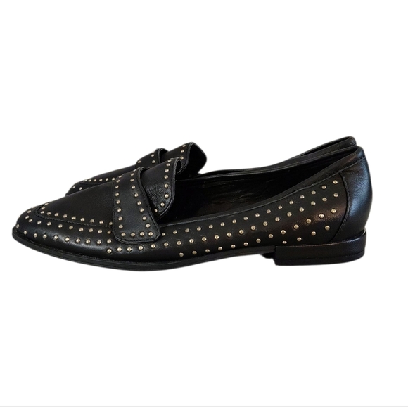 Chelsea & Violet Black Studded Loafers Women's Black And Silver Flats Size 6.5 - Picture 5 of 9